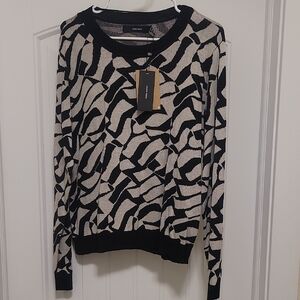 Vero Moda Women's Petra Abstract Sweater In Black & Ivory